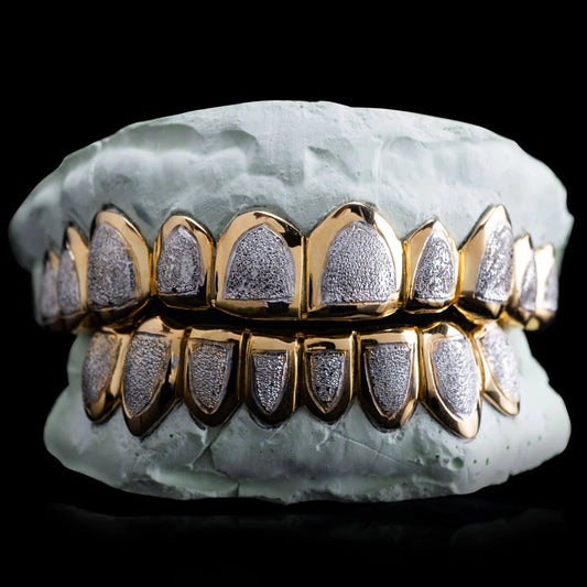 SOLID GOLD TWO TONE DIAMOND DUST GRILLZ