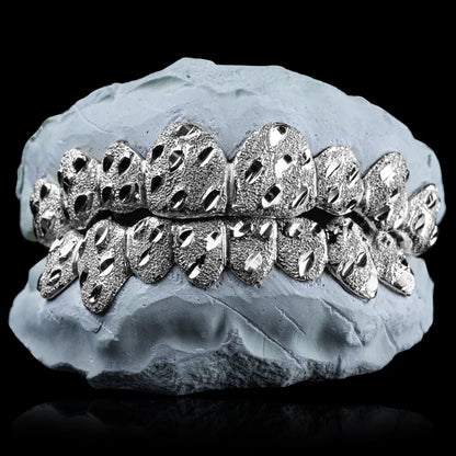 SOLID .925 STERLING SILVER NUGGET CUT GRILLZ