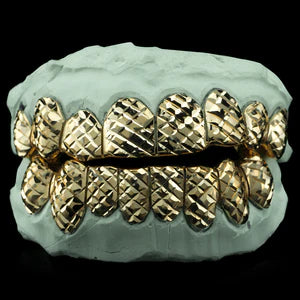 SOLID GOLD DIAMOND CUT GRILLZ