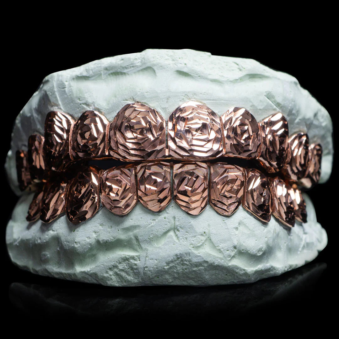 SOLID .925 STERLING SILVER ROSE CUT GRILLZ