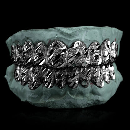 SOLID .925 STERLING SILVER NUGGET CUT GRILLZ