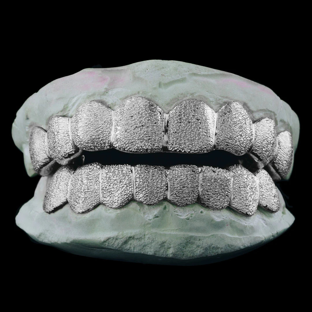 SOLID .925 STERLING SILVER DIAMOND DUST GRILLZ